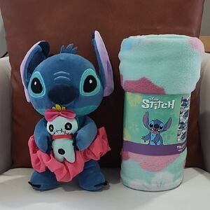 Disney Stitch Plush with Blanket - Blue and Pink *NWT*